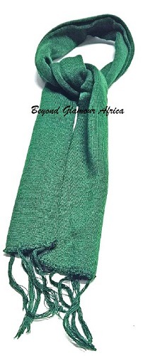 A green knitted scarf very fashionable and durable to have