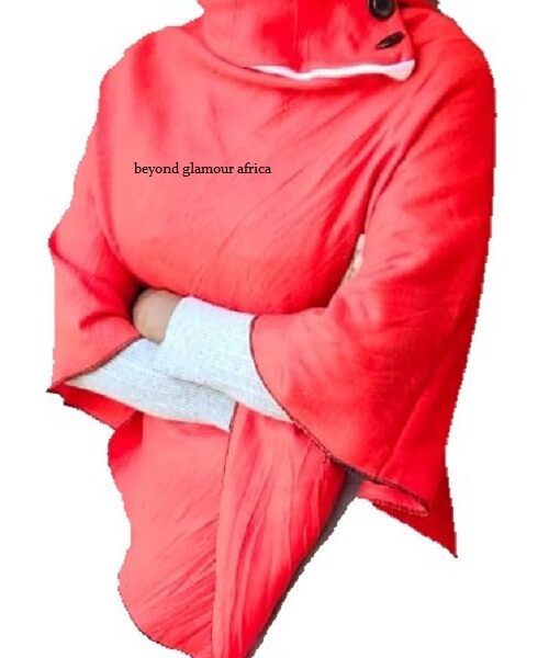 Ladies red cotton poncho very fashionable to have