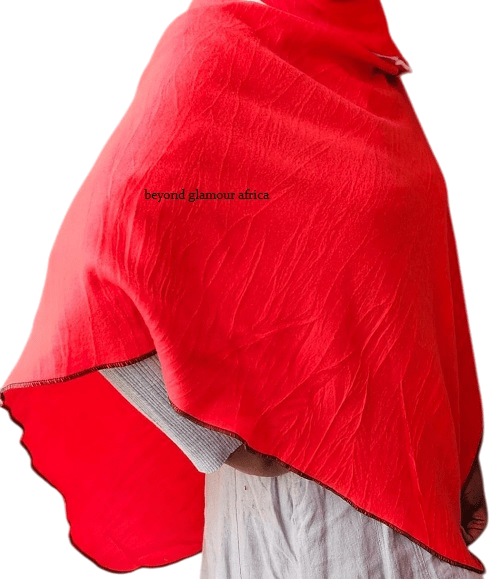 Ladies red cotton poncho very fashionable to have