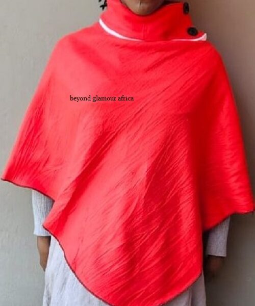 Ladies red cotton poncho very fashionable to have