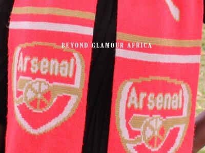 An Arsenal knitted scarf very fashionable to have