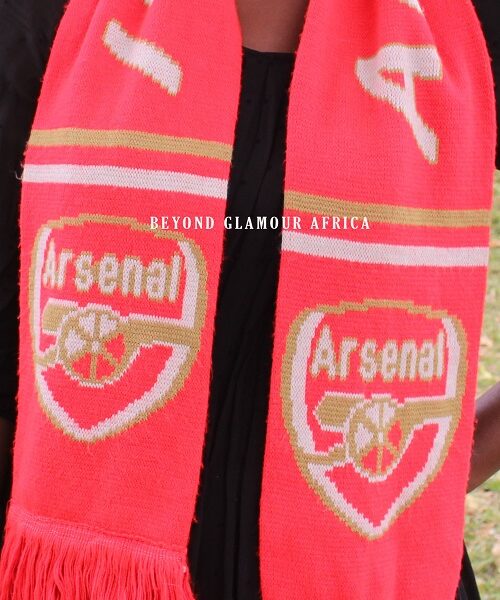 An Arsenal knitted scarf very fashionable to have