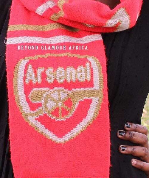 An Arsenal knitted scarf very fashionable to have